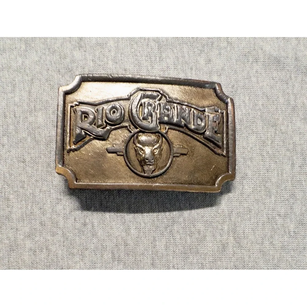 Vtg Humphrey Leather Goods Brass Mens Belt Buckle RIO GRANDE 3